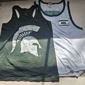 MSU Green and White Tank Tops